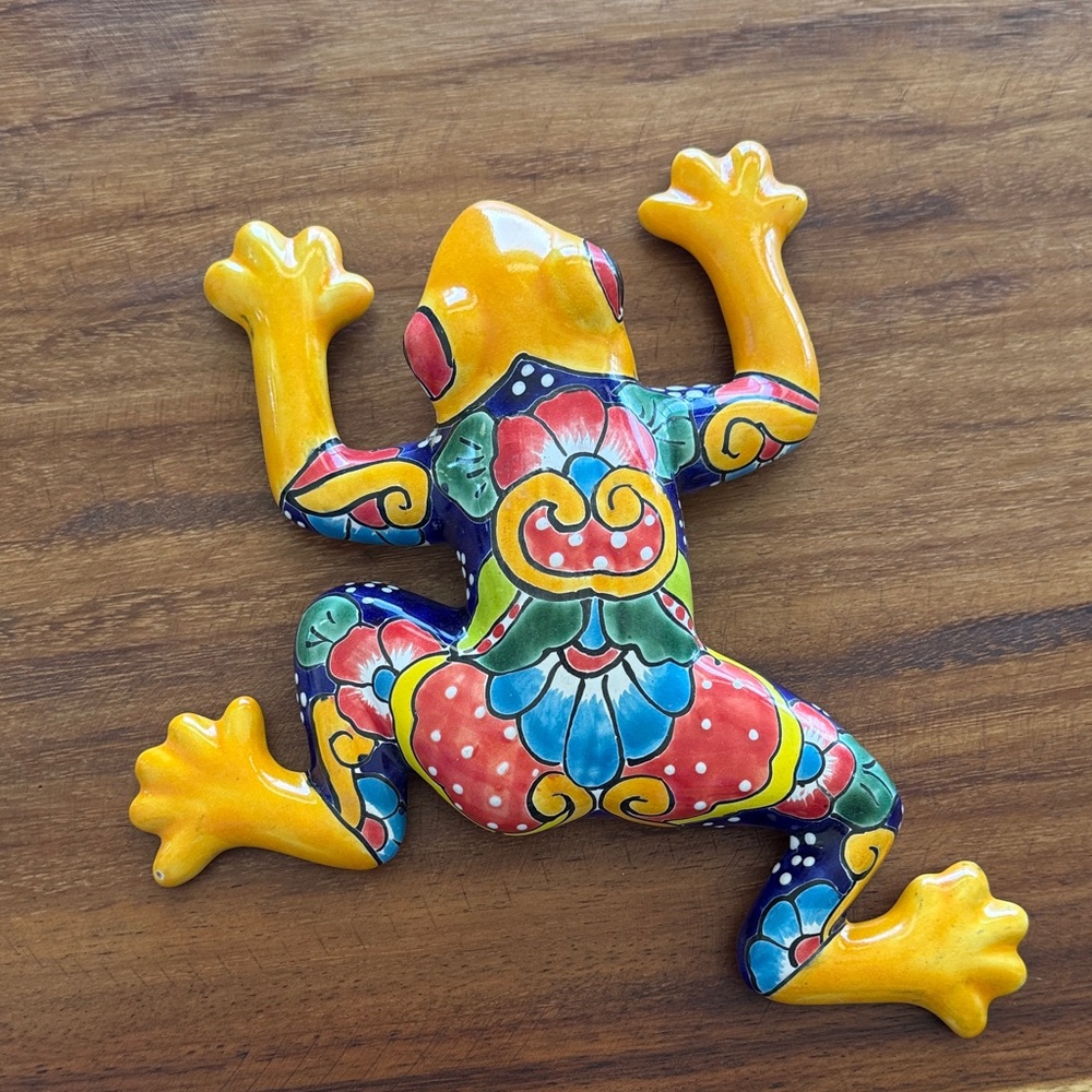 Mexican Talavera Vibrant Multicolor Ceramic Frog